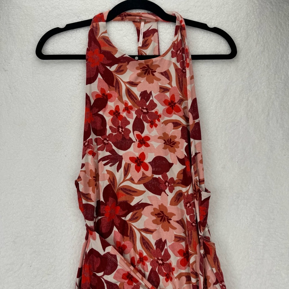 Free People Mimi Tropical Floral Dress High Slit Open Back Maxi Large - Picture 7 of 16